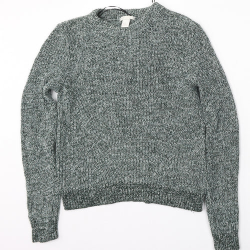 H&M Womens Green Round Neck  Acrylic Pullover Jumper Size M