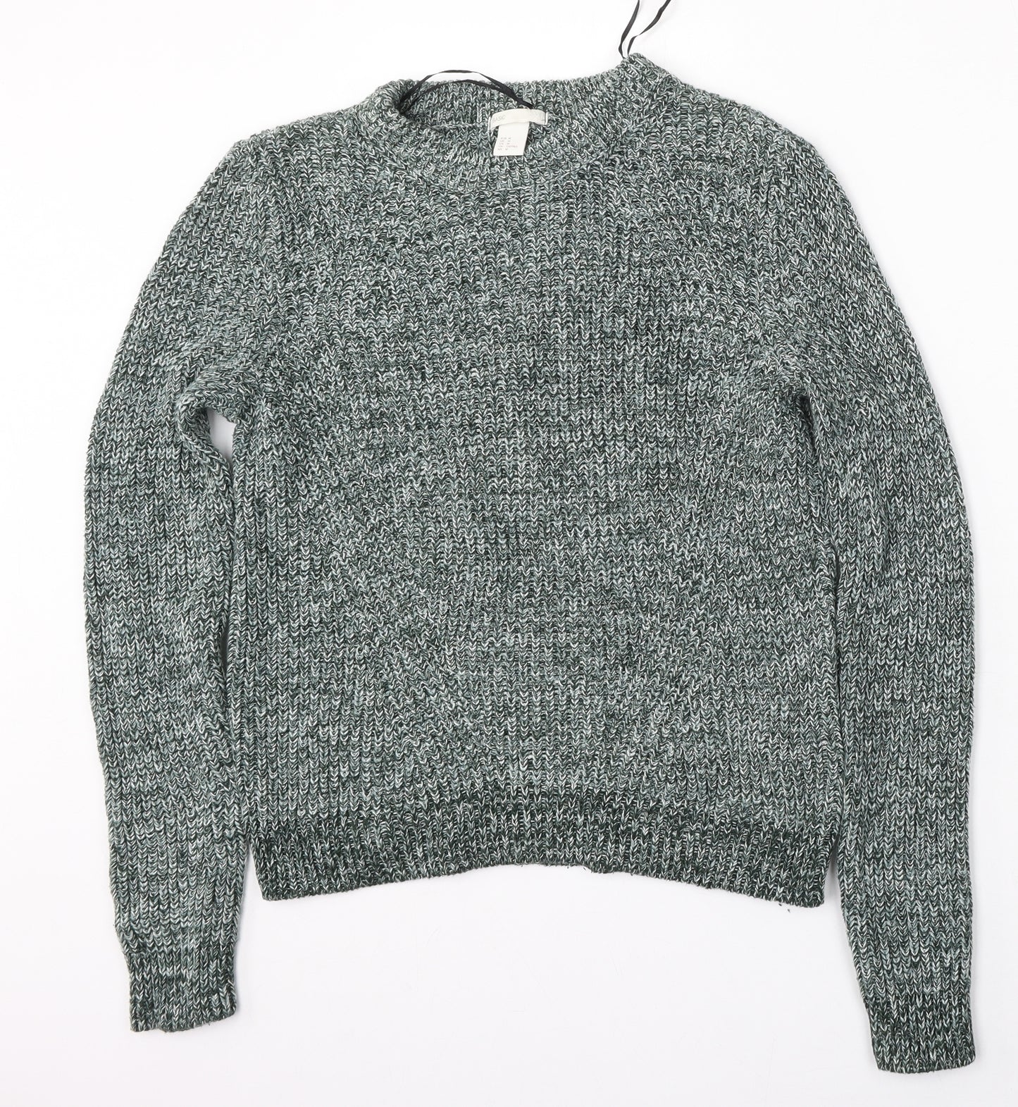 H&M Womens Green Round Neck  Acrylic Pullover Jumper Size M