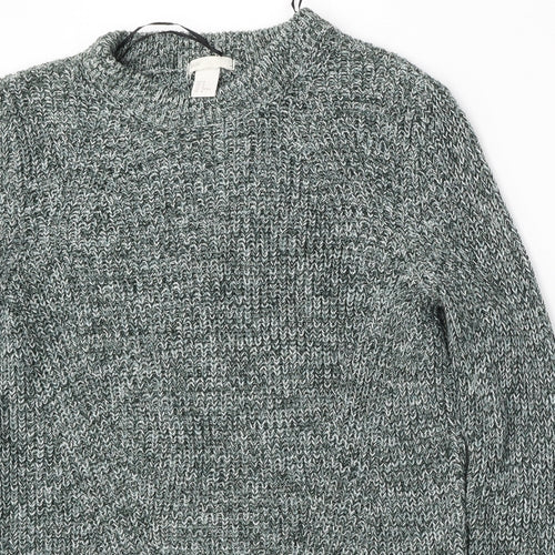 H&M Womens Green Round Neck  Acrylic Pullover Jumper Size M