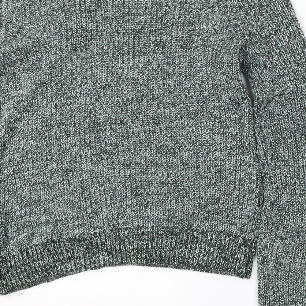 H&M Womens Green Round Neck  Acrylic Pullover Jumper Size M