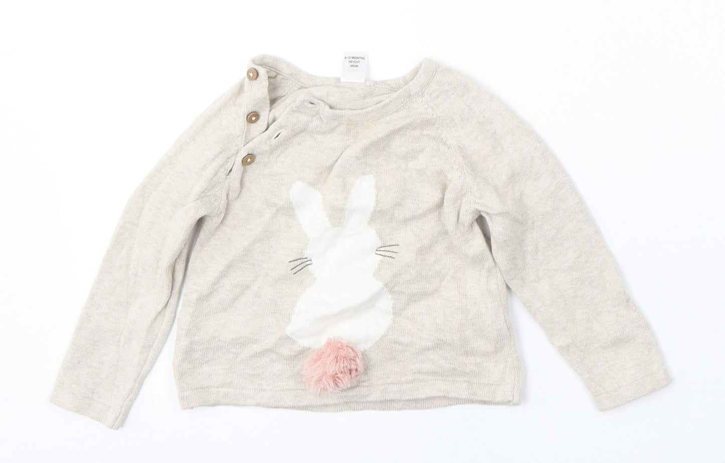 Next SP Girls Beige  Cotton Pullover Jumper Size 9-12 Months
