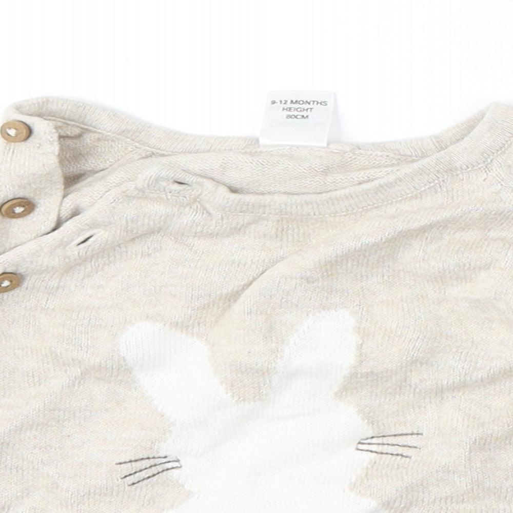 Next SP Girls Beige  Cotton Pullover Jumper Size 9-12 Months