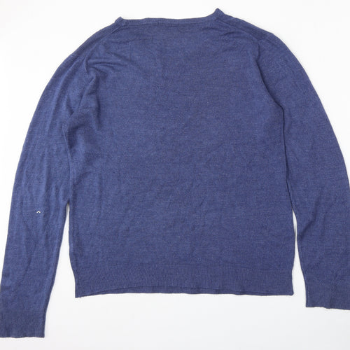 Cedar Wood State Mens Blue Round Neck  Acrylic Pullover Jumper Size XL