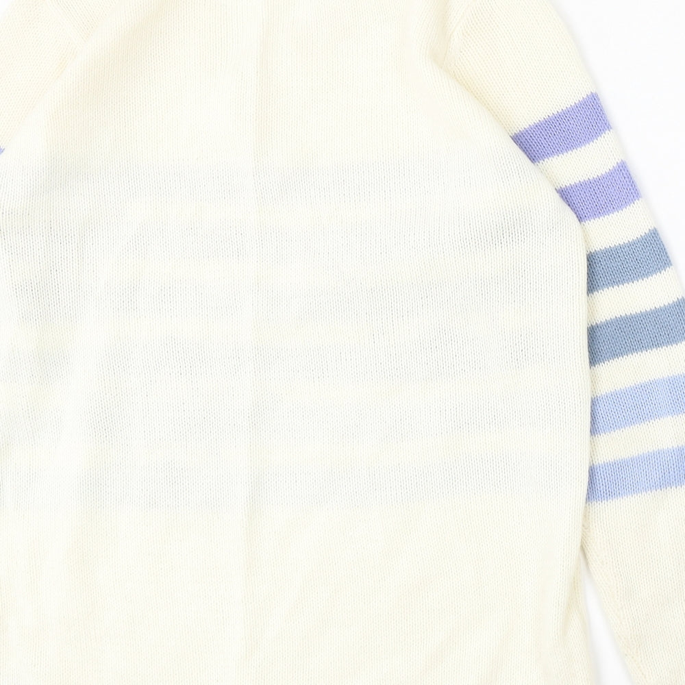Studio Womens Ivory V-Neck  Acrylic Pullover Jumper Size 8