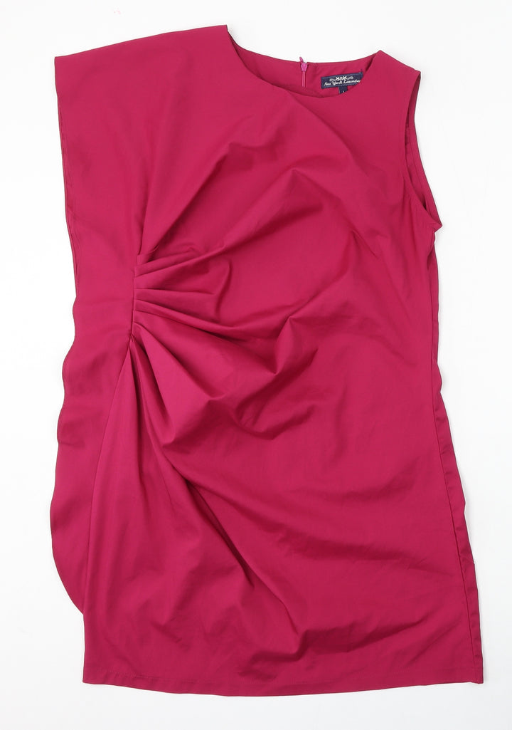 New York Laundry Womens Pink Cotton Shift Size L Round Neck