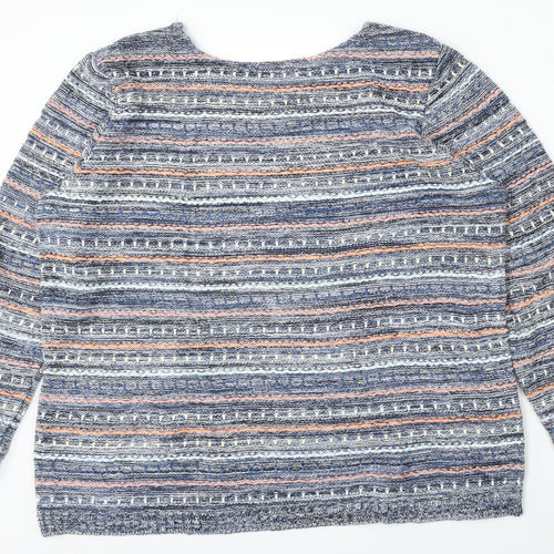 Bonmarché Womens Multicoloured Round Neck Striped Cotton Pullover Jumper Size L