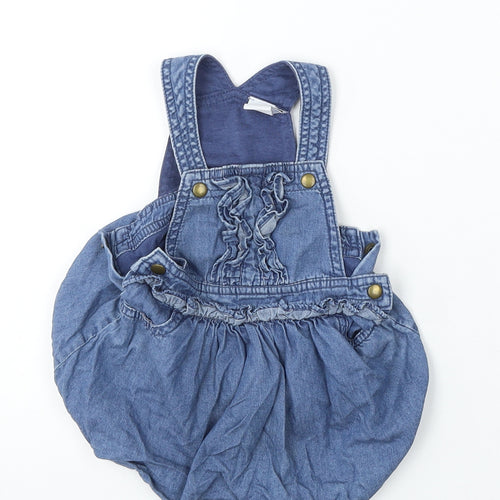 Mini Club Girls Blue  Cotton Dungaree Outfit/Set Size 3-6 Months