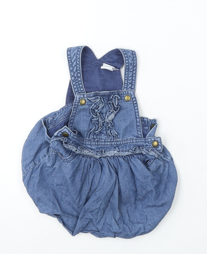 Mini Club Girls Blue  Cotton Dungaree Outfit/Set Size 3-6 Months