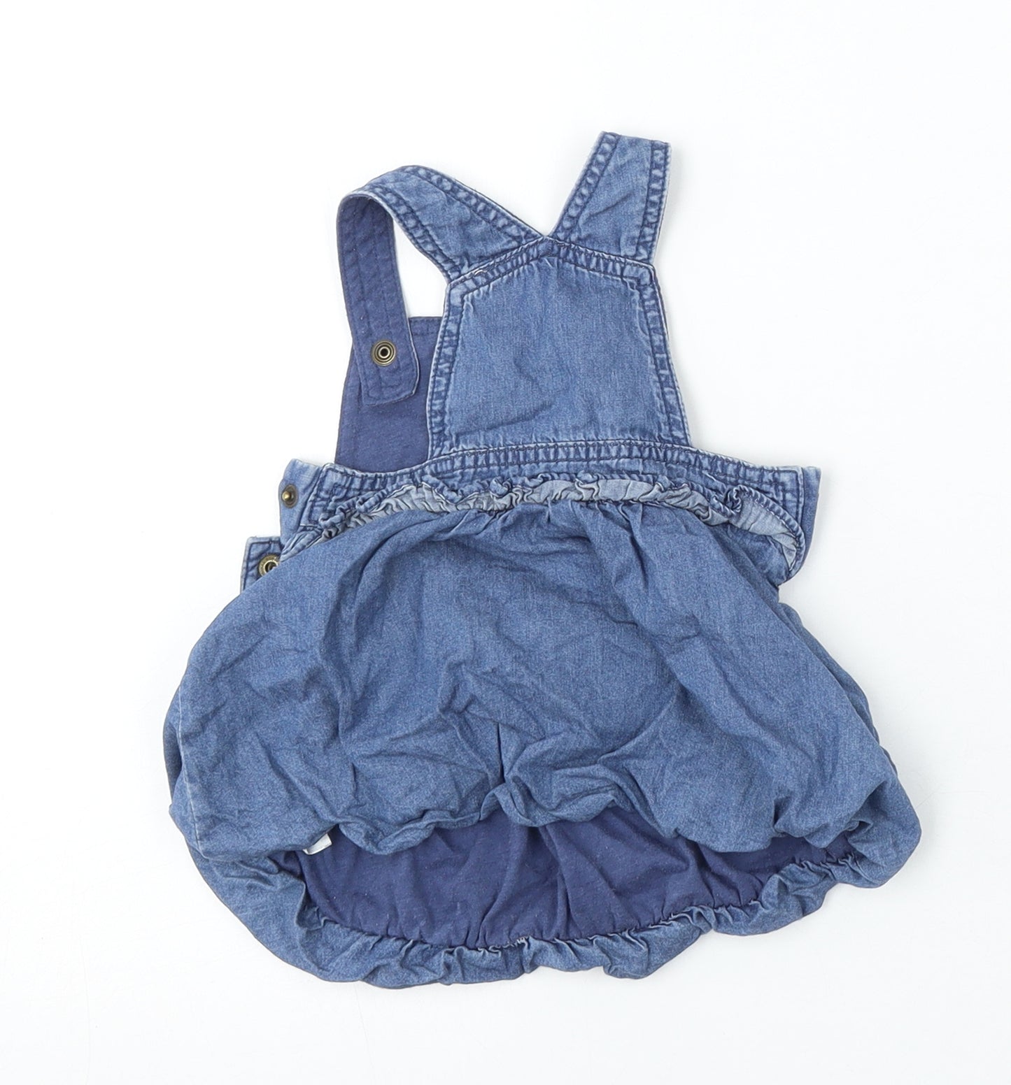 Mini Club Girls Blue  Cotton Dungaree Outfit/Set Size 3-6 Months