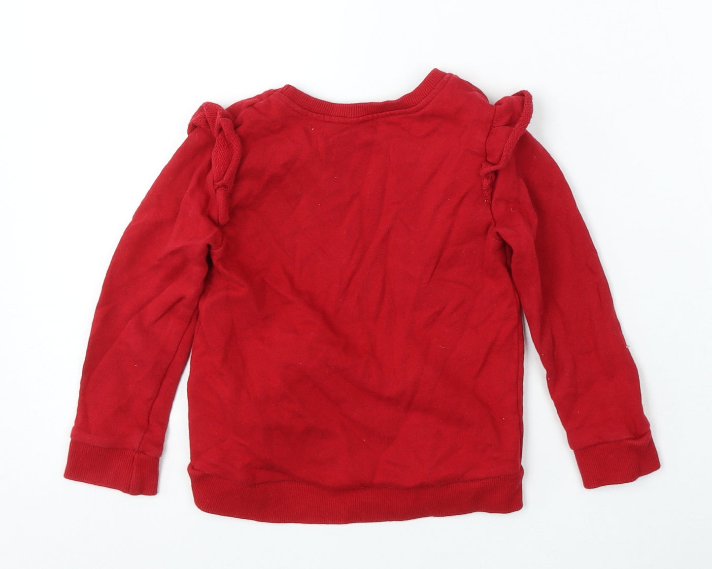 Dunnes Stores Girls Red  Cotton Pullover Sweatshirt Size 2-3 Years   - Christmas