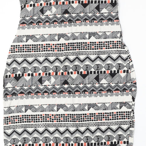 New Look Womens Multicoloured Geometric Viscose Bodycon  Size 16  Round Neck
