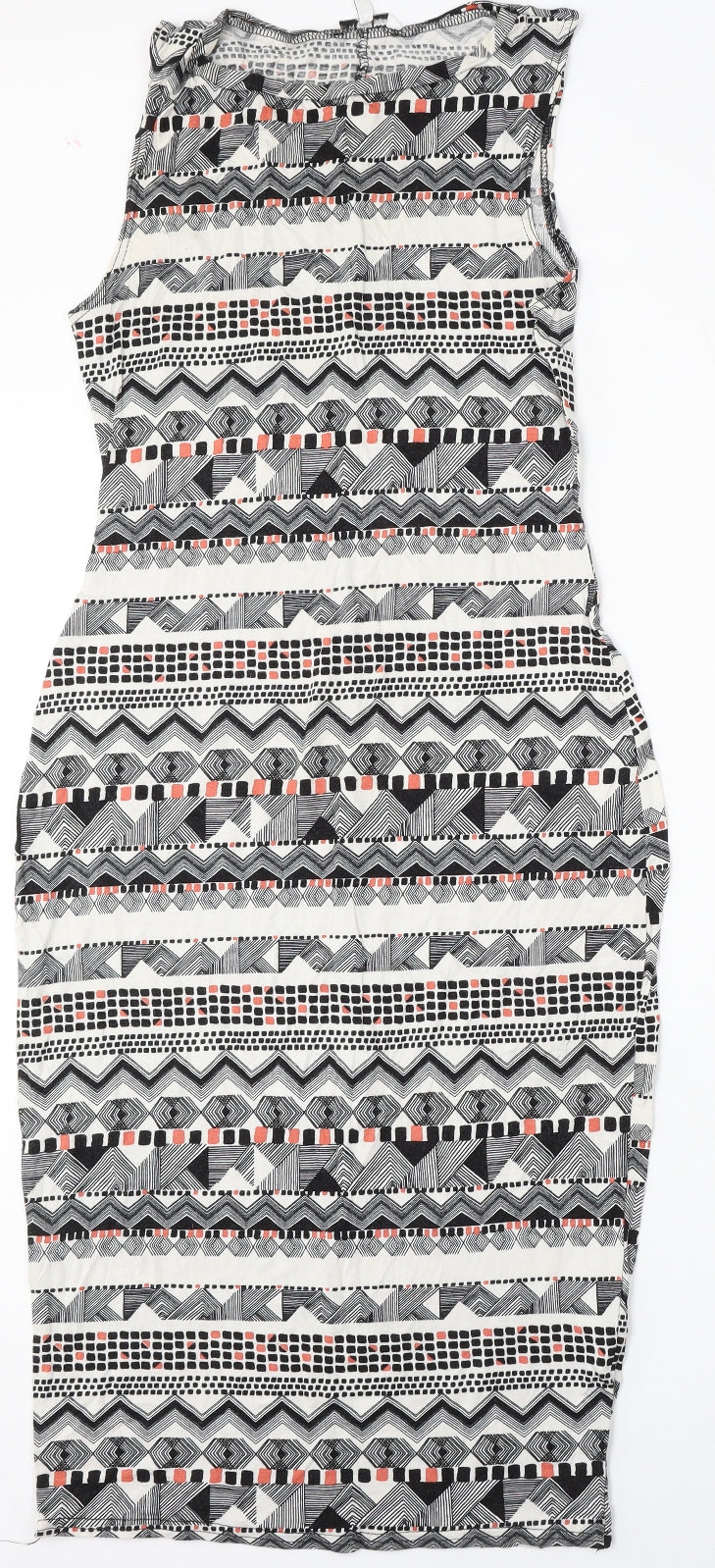 New Look Womens Multicoloured Geometric Viscose Bodycon  Size 16  Round Neck
