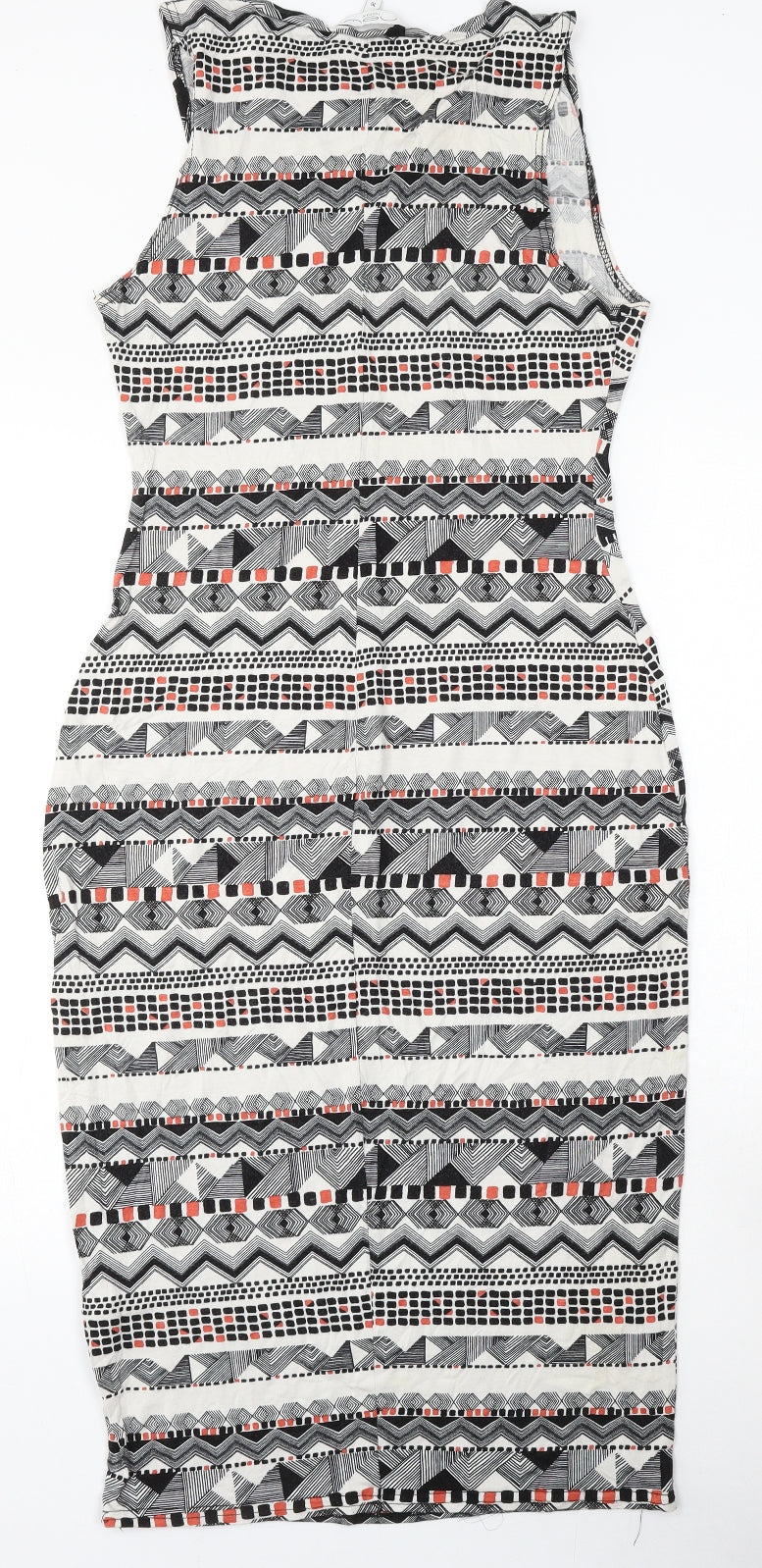 New Look Womens Multicoloured Geometric Viscose Bodycon  Size 16  Round Neck