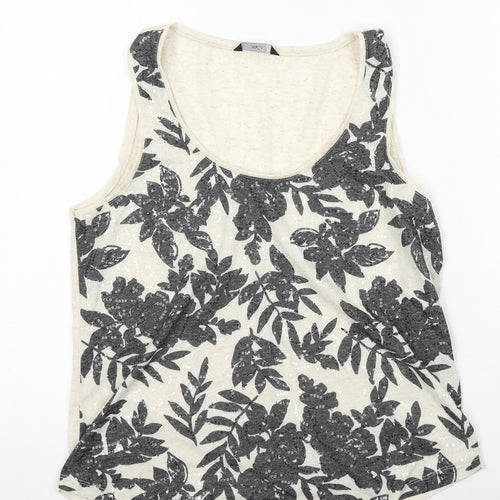 M&Co Womens Beige  Polyester Basic Tank Size 12 Round Neck