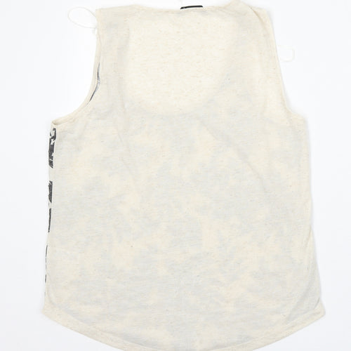M&Co Womens Beige  Polyester Basic Tank Size 12 Round Neck