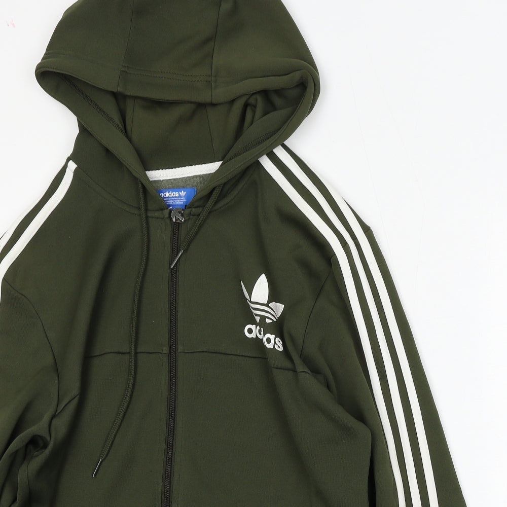 adidas Mens Green  Polyester Full Zip Hoodie Size M