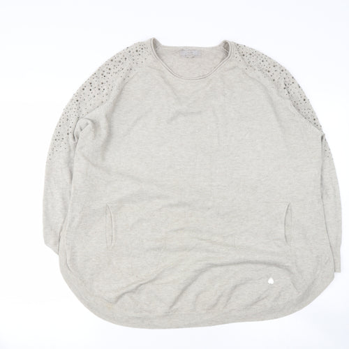 Preworn Womens Beige Round Neck  Polyester Pullover Jumper Size M