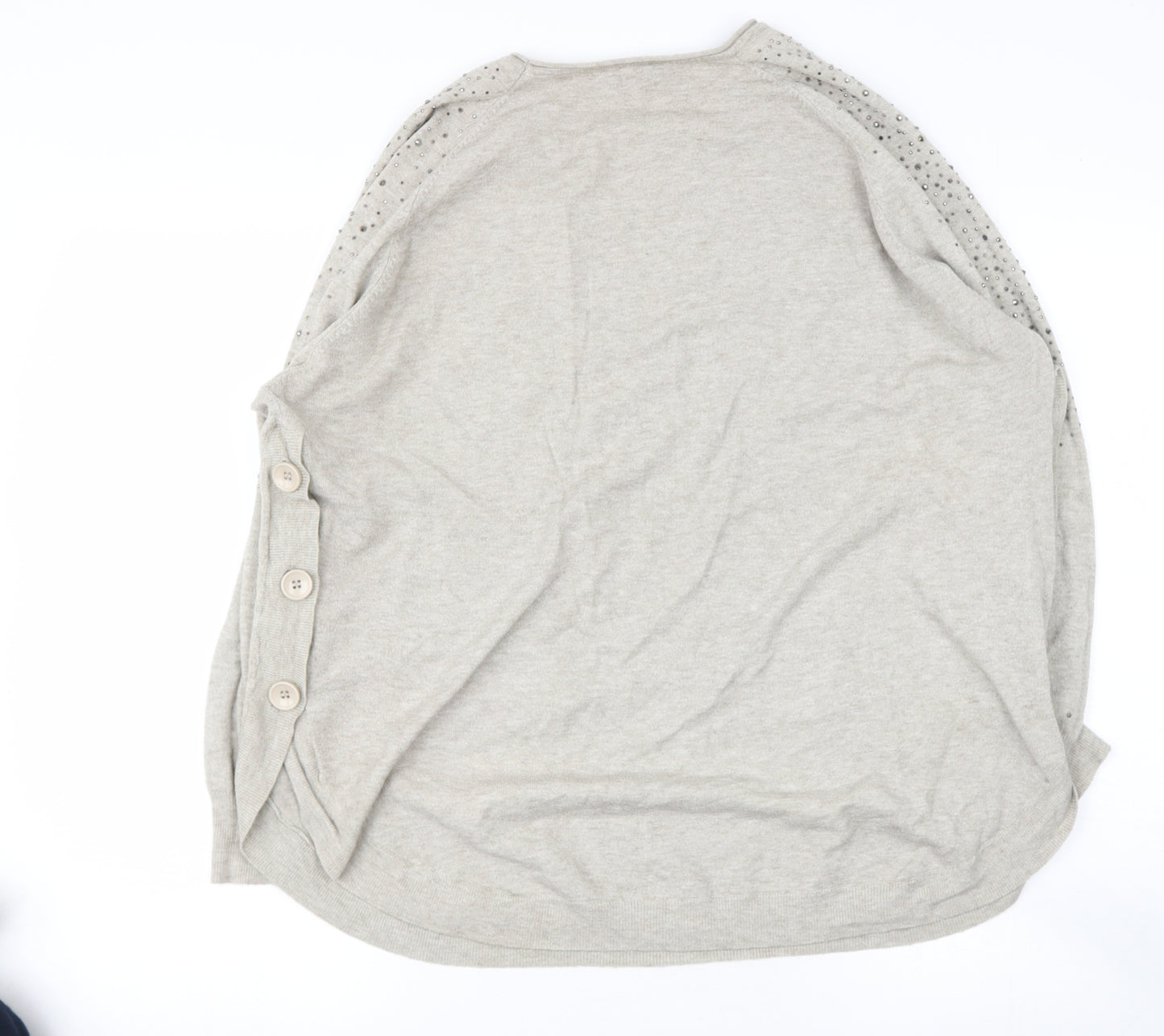 Preworn Womens Beige Round Neck  Polyester Pullover Jumper Size M