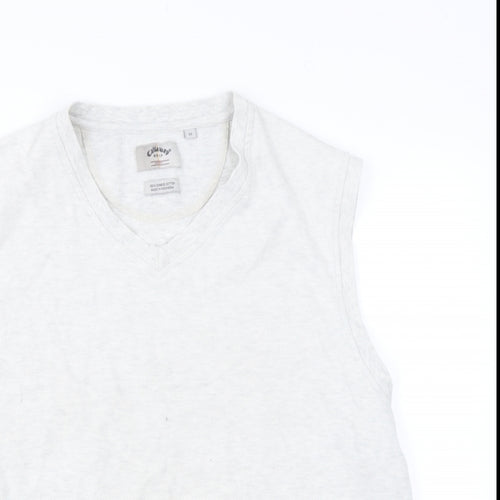 GALLAWAY Mens Beige  Cotton  T-Shirt Size M V-Neck