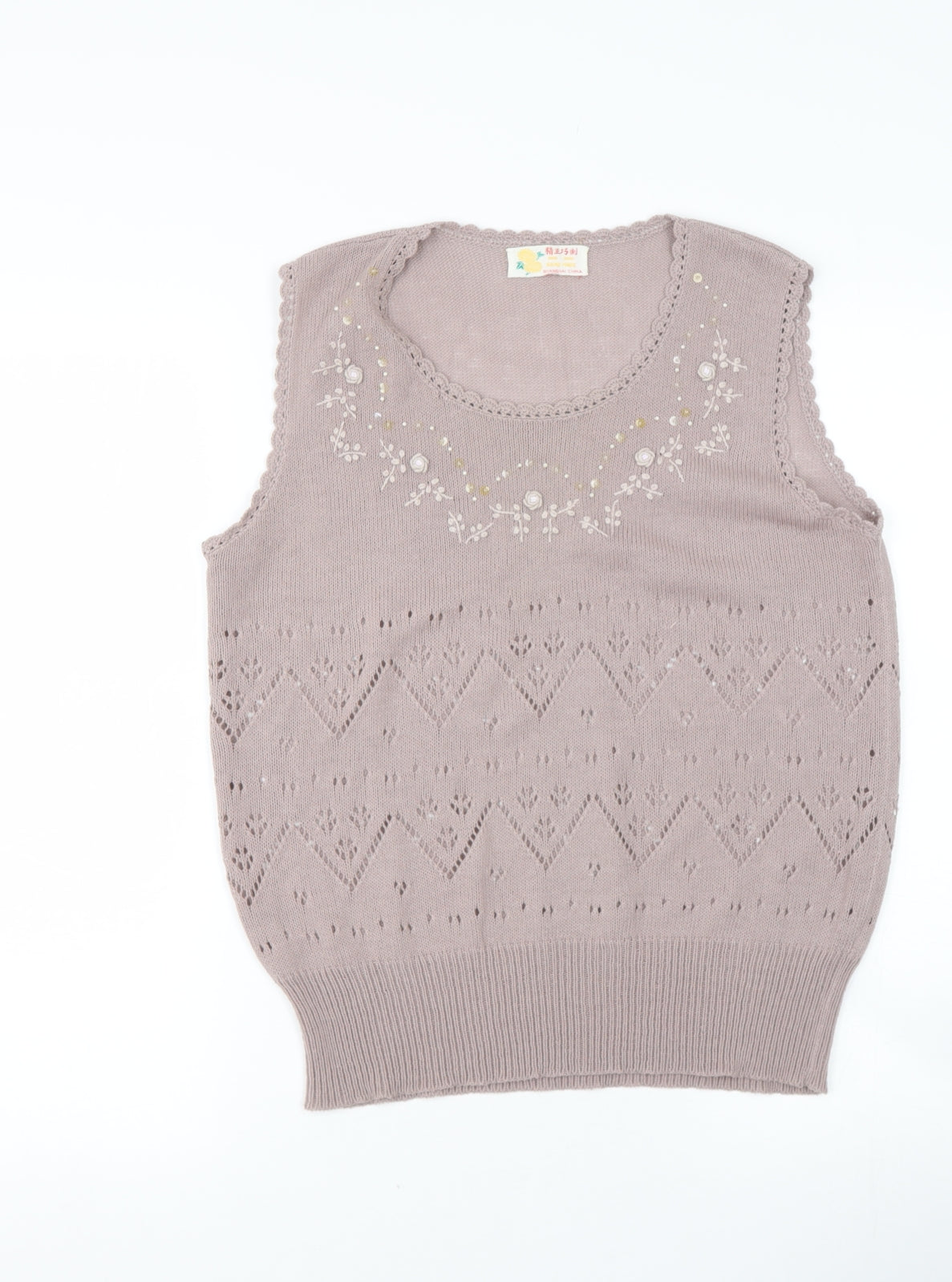 Preworn Womens Pink Scoop Neck  Polyester Pullover Jumper Size M