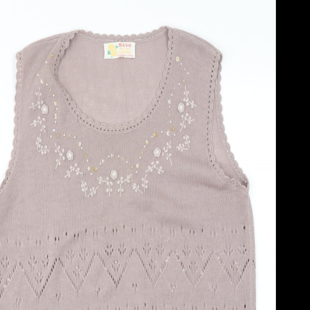 Preworn Womens Pink Scoop Neck  Polyester Pullover Jumper Size M