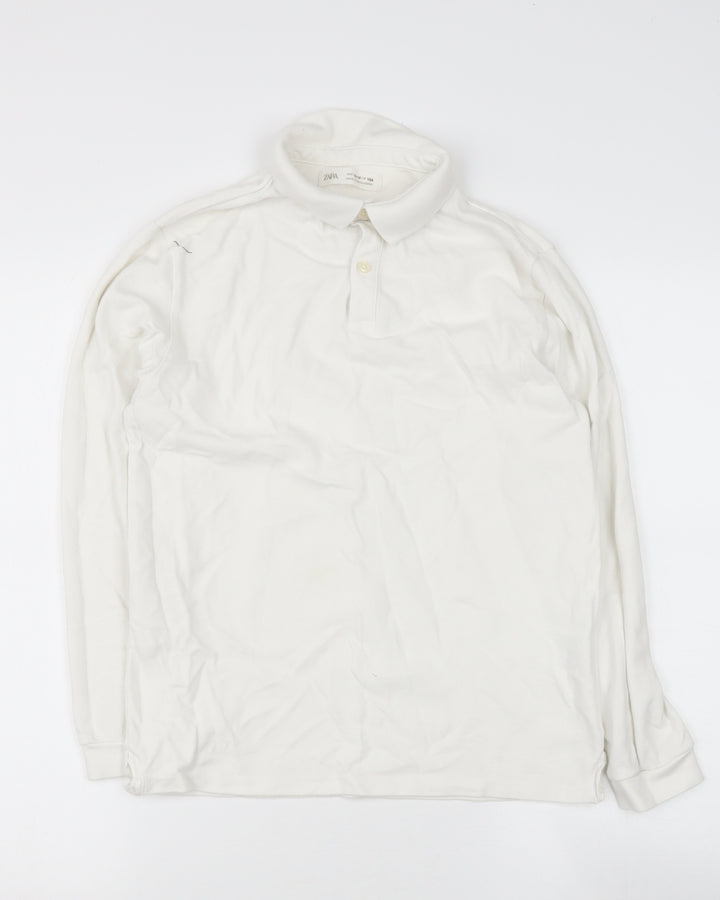 Zara Boys White  Cotton Basic Button-Up Size 13 Years Collared