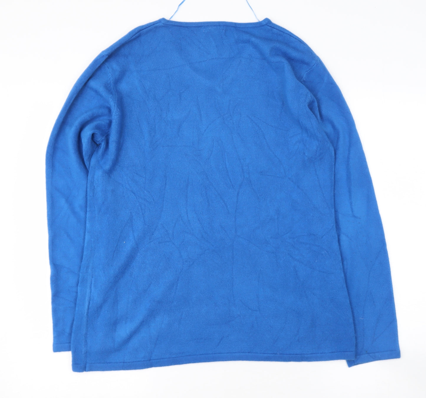 DAYMART Womens Blue V-Neck  Acrylic Pullover Jumper Size 14
