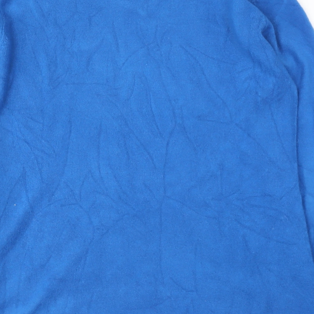 DAYMART Womens Blue V-Neck  Acrylic Pullover Jumper Size 14