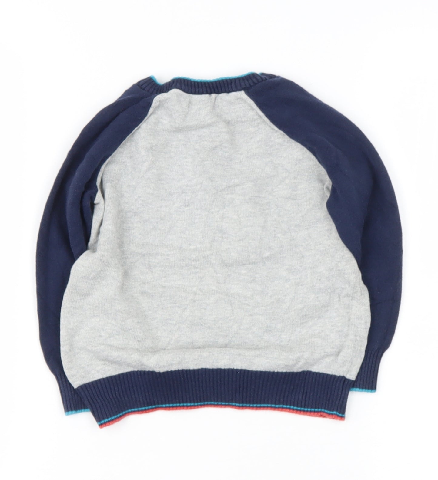 Blue Zoo Boys Blue Roll Neck  Cotton Pullover Jumper Size 2-3 Years   - Dinasour
