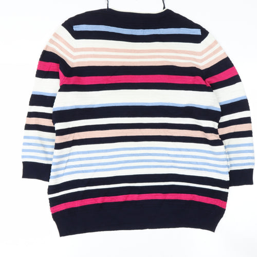 TESCO Womens Blue Round Neck Striped Viscose Pullover Jumper Size 14