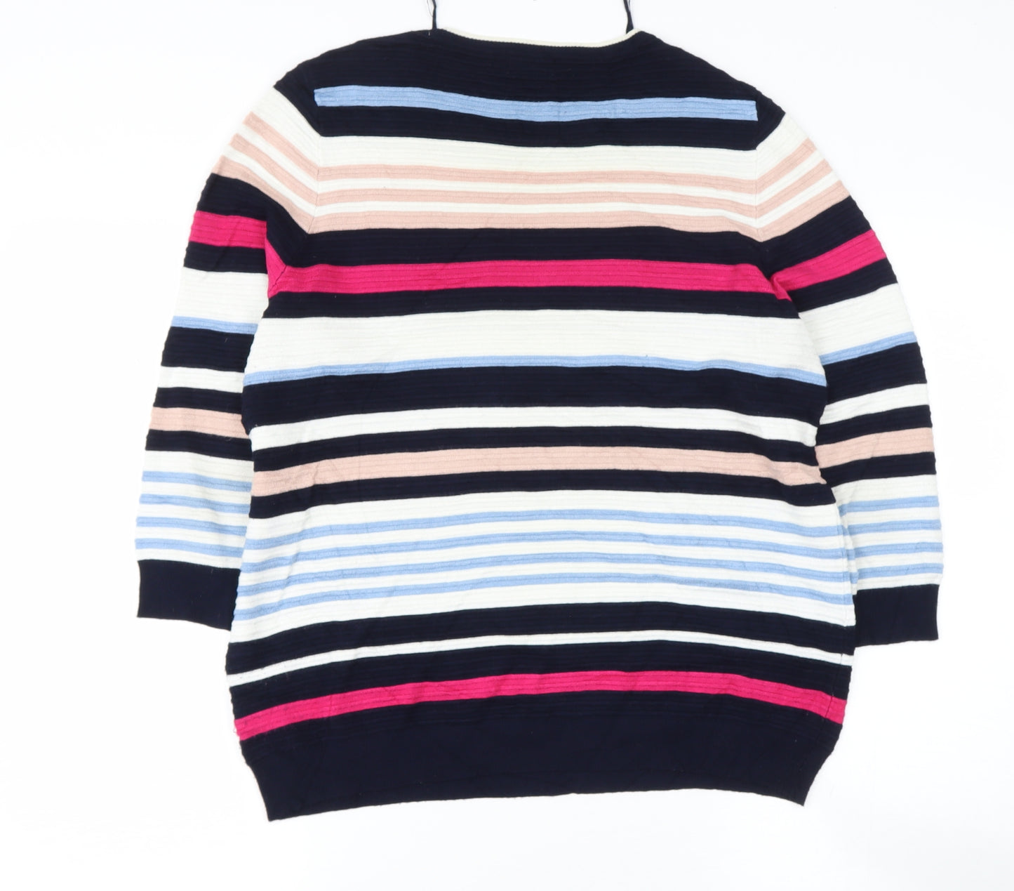 TESCO Womens Blue Round Neck Striped Viscose Pullover Jumper Size 14