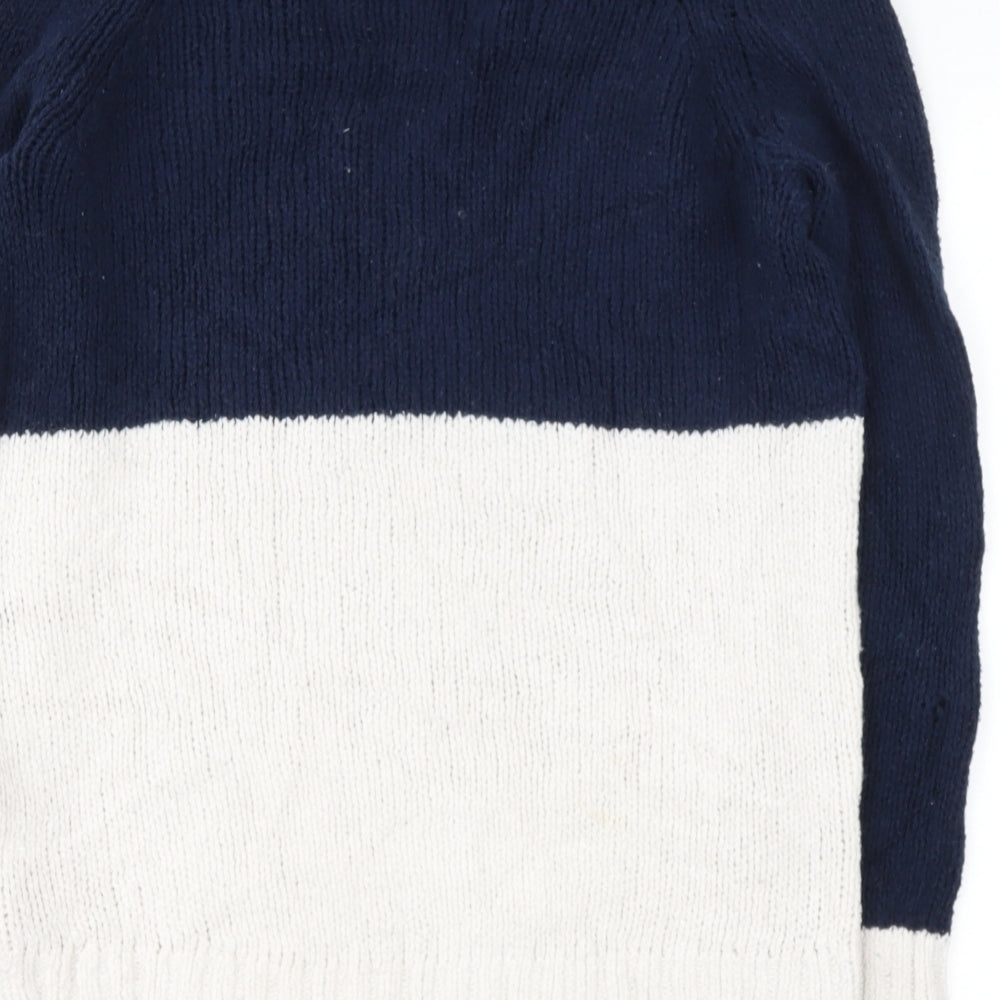 Marks and Spencer Womens Blue V-Neck  Cotton Pullover Jumper Size XS