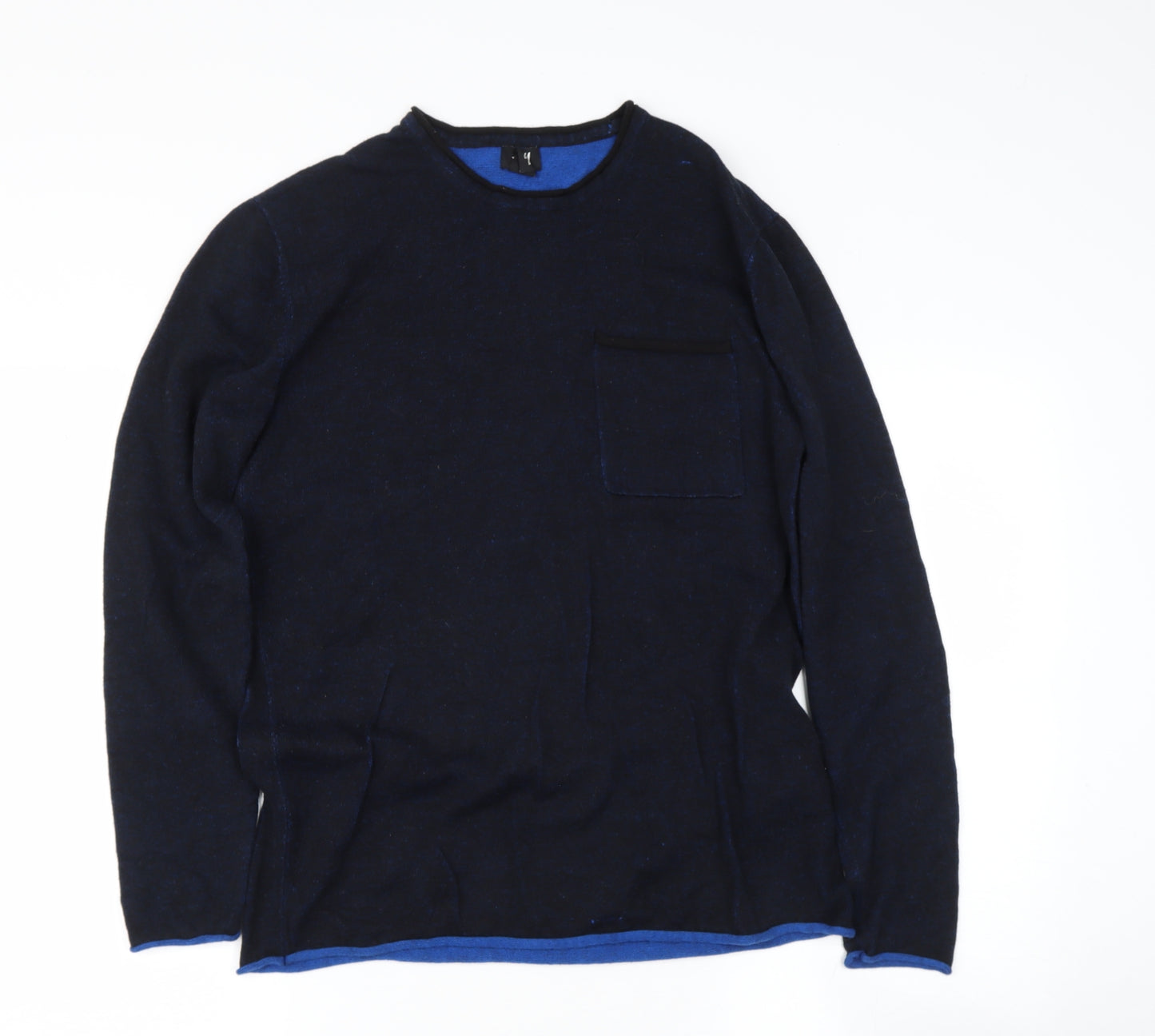 H&M Womens Blue Round Neck  Cotton Pullover Jumper Size S