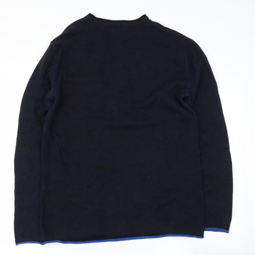 H&M Womens Blue Round Neck  Cotton Pullover Jumper Size S