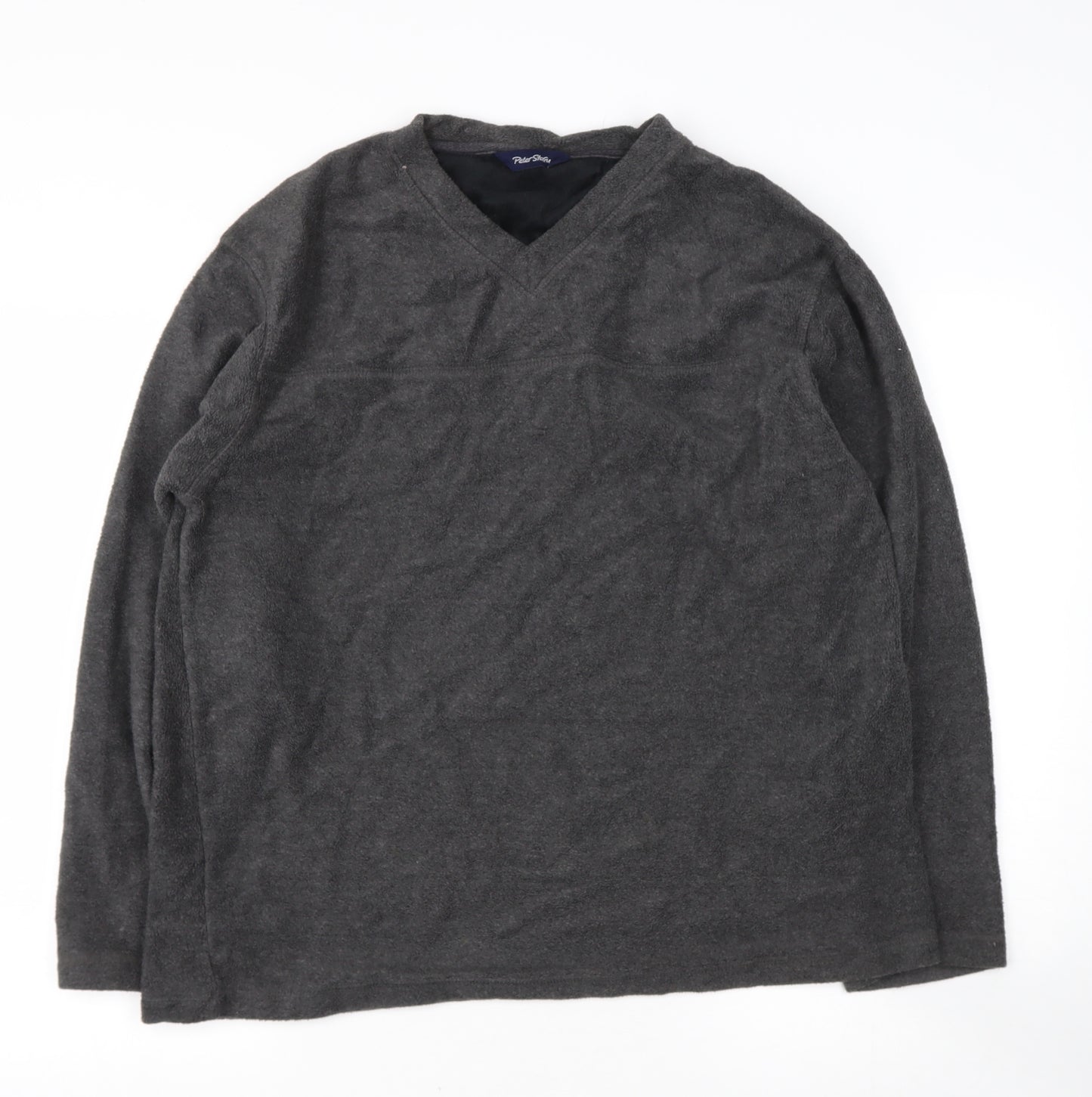 Perter Storm Mens Grey V-Neck  Polyester Henley Jumper Size L