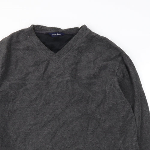 Perter Storm Mens Grey V-Neck  Polyester Henley Jumper Size L