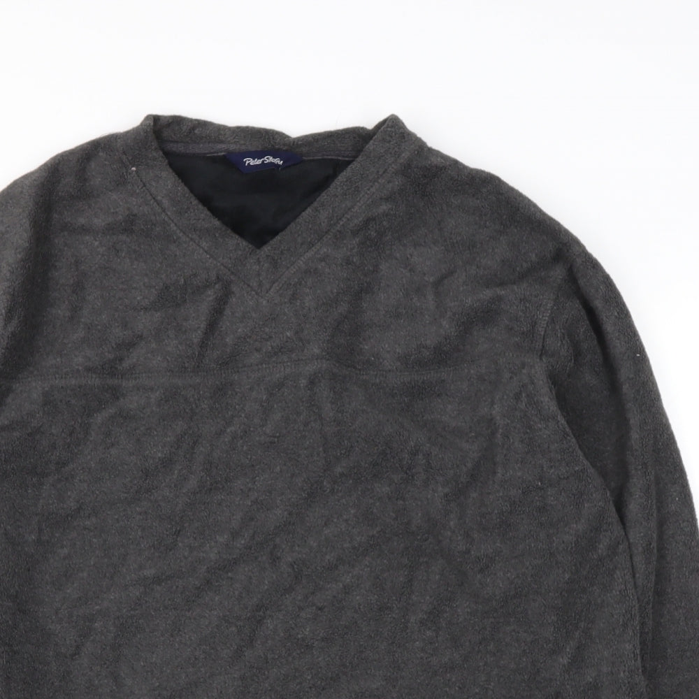 Perter Storm Mens Grey V-Neck  Polyester Henley Jumper Size L
