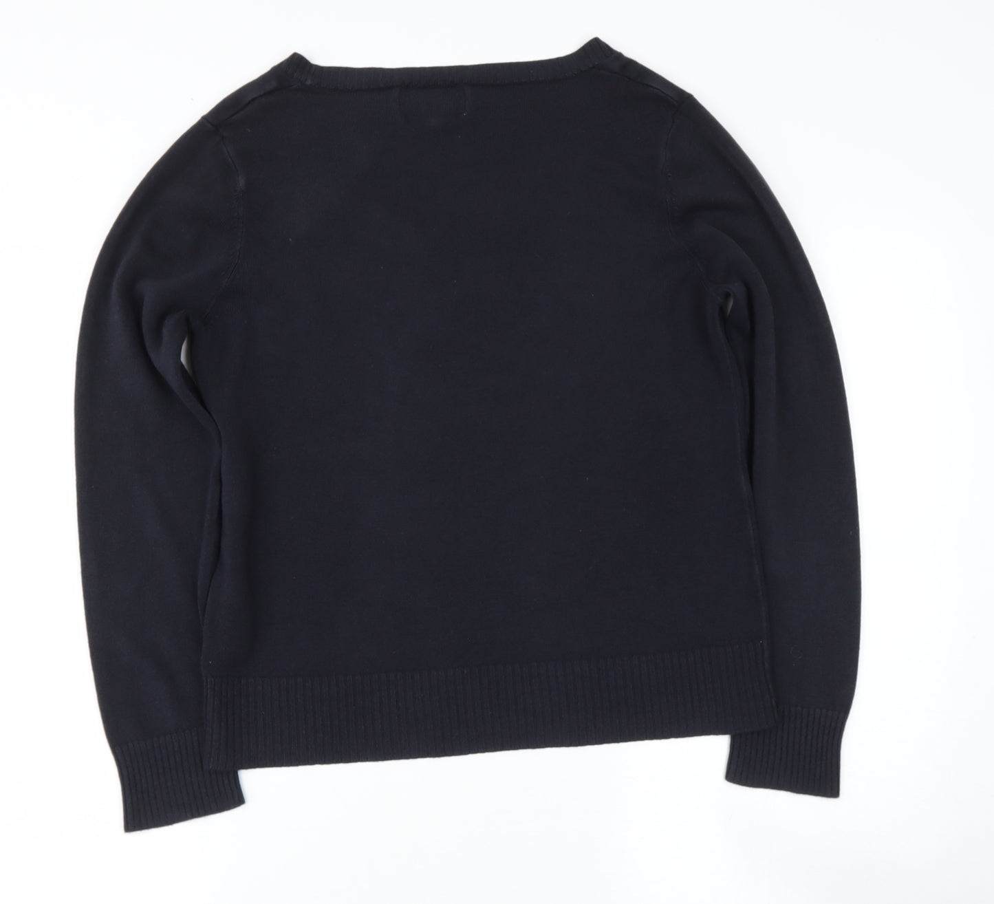 Papya Womens Black Round Neck  Polyester Pullover Jumper Size 8