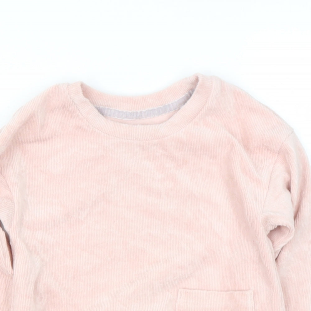 George Girls Pink Round Neck  Cotton Pullover Jumper Size 2-3 Years