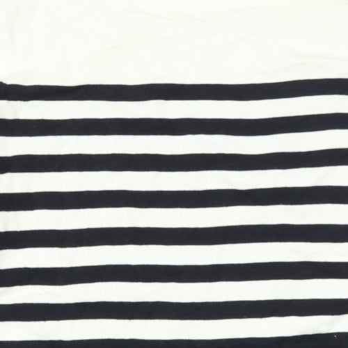 H&M Girls Blue Off the Shoulder Striped Cotton Pullover Jumper Size 9 Years