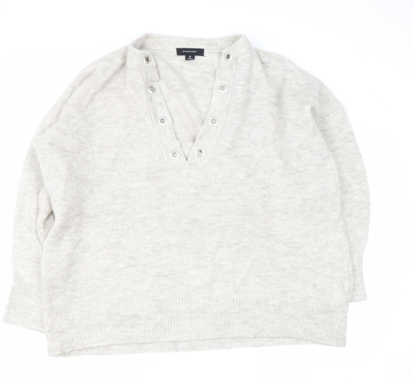 Primark Girls Beige V-Neck  Acrylic Pullover Jumper Size M