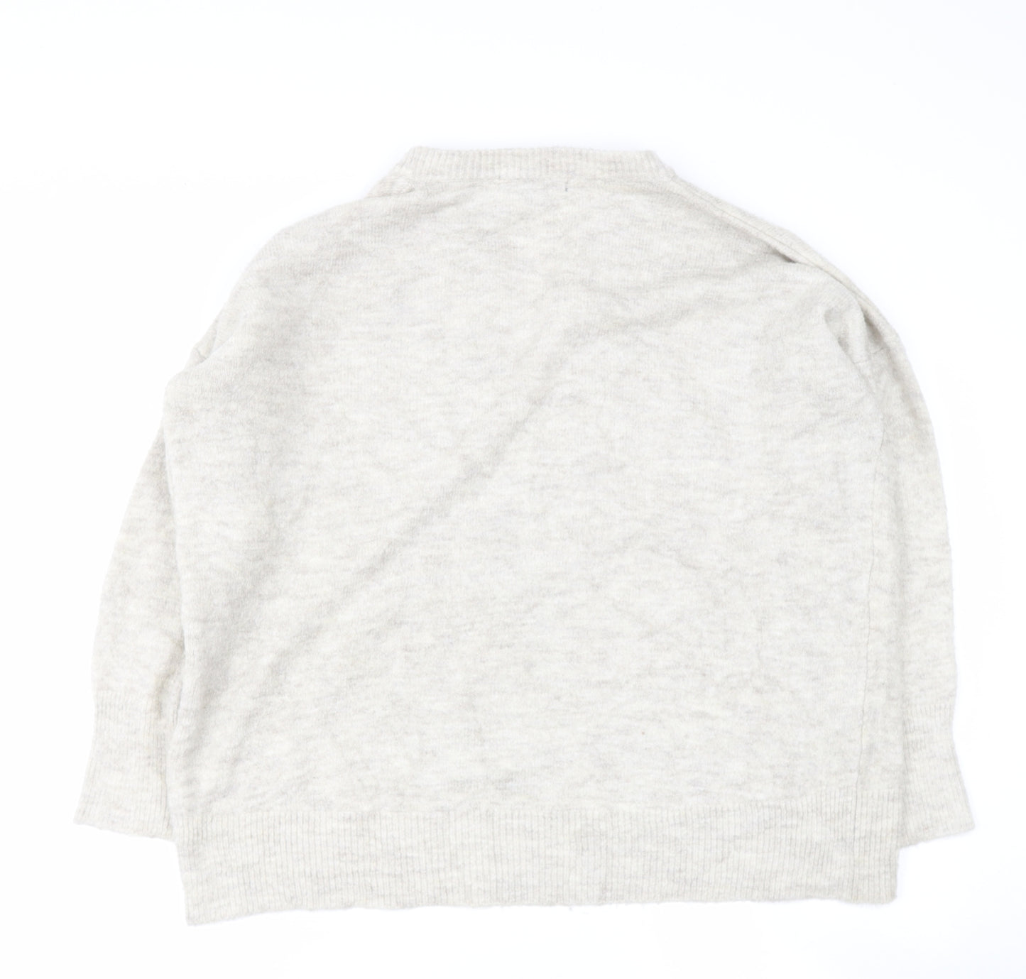 Primark Girls Beige V-Neck  Acrylic Pullover Jumper Size M