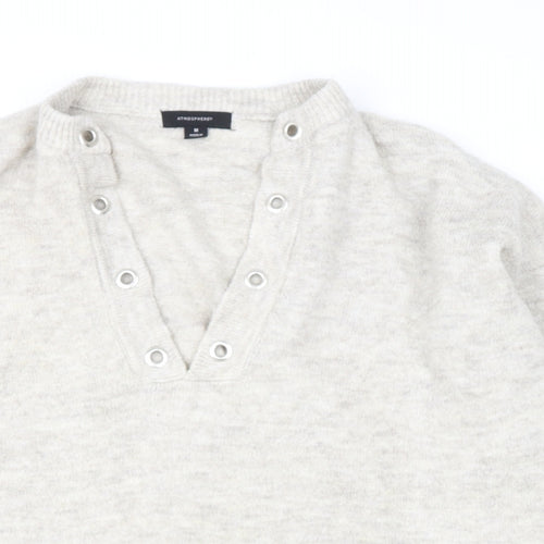Primark Girls Beige V-Neck  Acrylic Pullover Jumper Size M