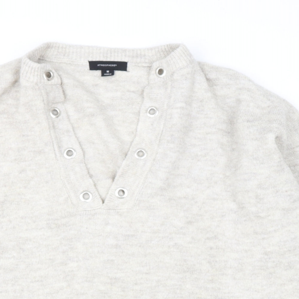 Primark Girls Beige V-Neck  Acrylic Pullover Jumper Size M