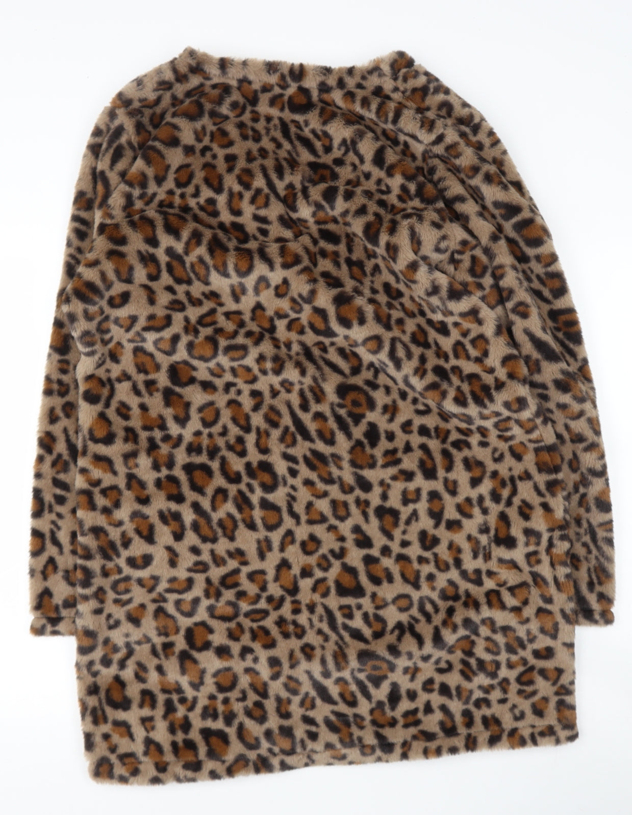 Preworn Womens Brown V-Neck Animal Print Cotton Cardigan Jumper Size 2XL