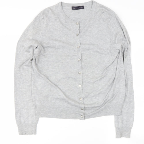 Marks and Spencer`` Womens Grey Round Neck  Polyester Cardigan Jumper Size S