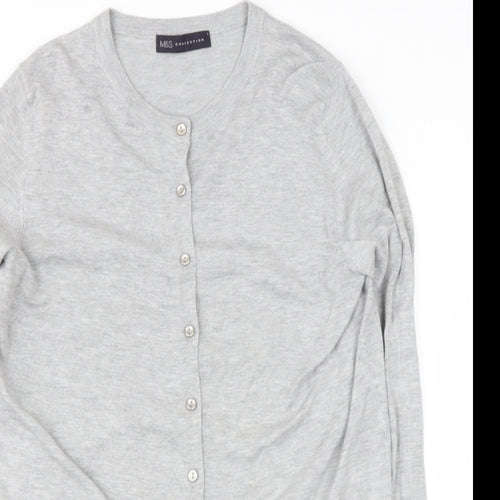 Marks and Spencer`` Womens Grey Round Neck  Polyester Cardigan Jumper Size S