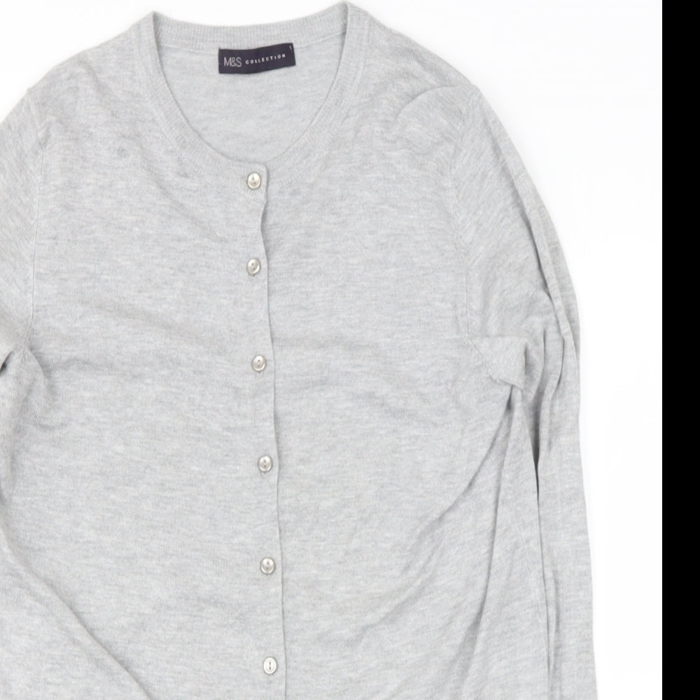 Marks and Spencer`` Womens Grey Round Neck  Polyester Cardigan Jumper Size S