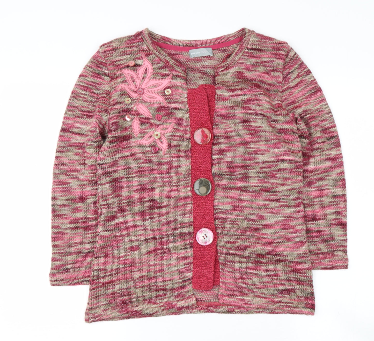 Per Una Womens Red Round Neck  Polyester Cardigan Jumper Size S