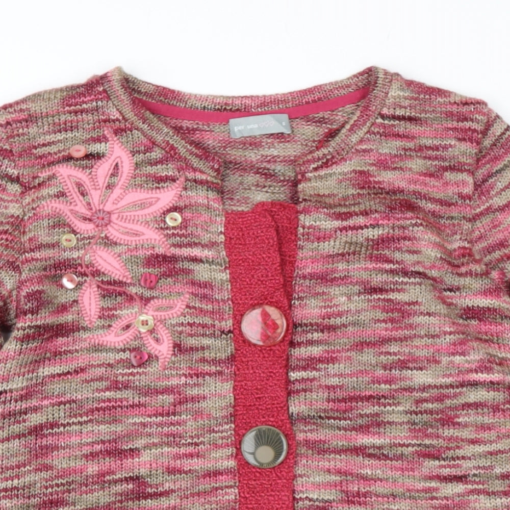 Per Una Womens Red Round Neck  Polyester Cardigan Jumper Size S